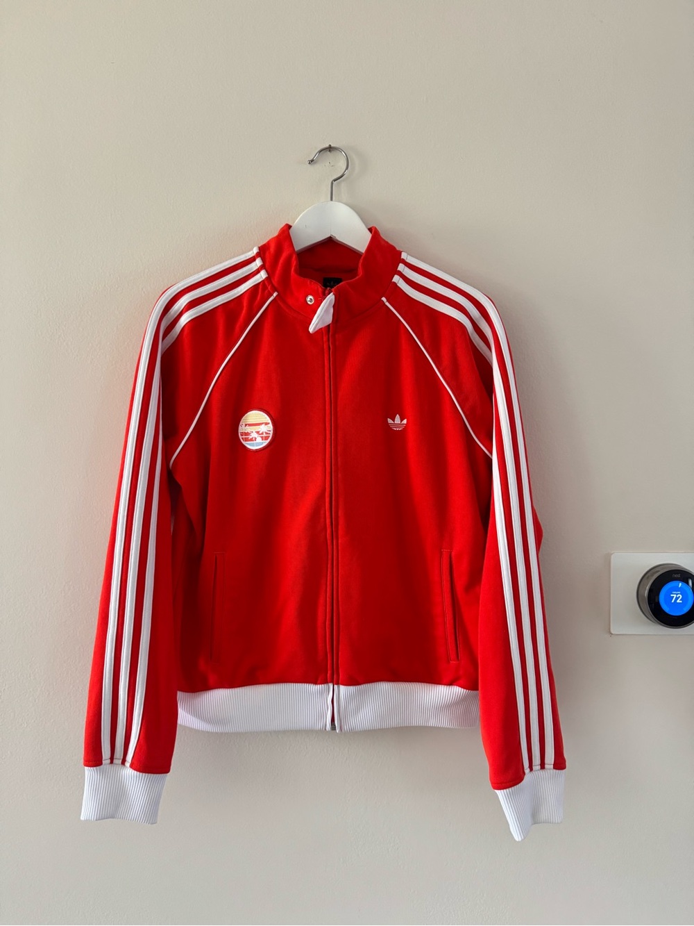 Adidas Vintage Bright Orange - Zip-Up Track Jacket with White Stripes